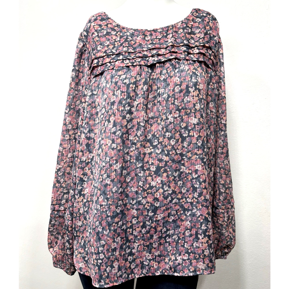 Loft Women's‎ Pink Floral Print Babydoll Top M Romantic Cottagecore Boho Peasant